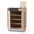 Fella Mid-Century Modern Two-Tone Oak Brown And Dark Gray Entryway Shoe Cabinet With Lift-Top Storage Compartment SESC7008-Hana Oak-Shoe Cabinet