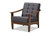Larsen Mid-Century Modern Gray Fabric Upholstered Walnut Wood Lounge Chair SW5506-Grey/Walnut-CC