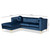 Giselle Glam And Luxe Navy Blue Velvet Fabric Upholstered Mirrored Gold Finished Left Facing Sectional Sofa With Chaise TSF-6636-Navy Blue/Gold-LFC