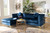 Giselle Glam And Luxe Navy Blue Velvet Fabric Upholstered Mirrored Gold Finished Left Facing Sectional Sofa With Chaise TSF-6636-Navy Blue/Gold-LFC