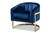 Tomasso Glam Royal Blue Velvet Fabric Upholstered Gold-Finished Lounge Chair TSF7707-Dark Royal Blue/Gold-CC