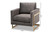 Matteo Glam And Luxe Grey Velvet Fabric Upholstered Gold Finished Armchair TSF-77241-Grey/Gold-CC