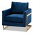 Matteo Glam And Luxe Royal Blue Velvet Fabric Upholstered Gold Finished Armchair TSF-77241-Navy/Gold-CC