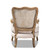Vallea Traditional French Provincial Light Beige Velvet Fabric Upholstered White-Washed Oak Wood Armchair TSF7764-Light Beige-CC