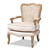 Vallea Traditional French Provincial Light Beige Velvet Fabric Upholstered White-Washed Oak Wood Armchair TSF7764-Light Beige-CC