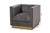 Aveline Glam And Luxe Grey Velvet Fabric Upholstered Brushed Gold Finished Armchair TSF-BAX66111-Grey/Gold-CC