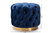 Valeria Glam Royal Blue Velvet Fabric Upholstered Gold-Finished Button Tufted Ottoman TSFOT030-Dark Royal Blue/Gold-Otto