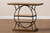 Lavelle Vintage Rustic Industrial Style Walnut Brown Wood And Dark Bronze-Finished Metal Circular Console Table YLX-9066