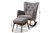 Grey Fabric Upholstered Rocking Chair And Ottoman Set