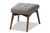 Waldmann Mid-Century Modern Grey Fabric Upholstered Ottoman