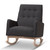 Dark Grey Fabric Upholstered Whitewash Wood Rocking Chair