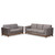 Grey Fabric Upholstered Walnut Wood 2-Piece Living Room Set