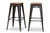 Bamboo And Gun Metal-Finished Steel Stackable Bar Stool Set (Set of 2)