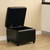 Black Full Leather Small Storage Cube Ottoman Y-162-023-black