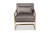 Mira Glam And Luxe Grey Velvet Fabric Upholstered Gold Finished Metal Lounge Chair TSF-60458-Grey Velvet/Gold-CC
