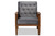 Sorrento Mid-Century Modern Grey Velvet Fabric Upholstered Walnut Finished Wooden Lounge Chair BBT8013-Grey Velvet/Walnut-CC