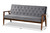 Sorrento Mid-Century Modern Grey Velvet Fabric Upholstered Walnut Finished Wooden 3-Seater Sofa BBT8013-Grey Velvet/Walnut-SF