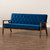 Sorrento Mid-Century Modern Navy Blue Velvet Fabric Upholstered Walnut Finished Wooden 3-Seater Sofa BBT8013-Navy Velvet/Walnut-SF