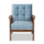 Asta Mid-Century Modern Light Blue Velvet Fabric Upholstered Walnut Finished Wood Armchair TOGO-Light Blue Velvet/Walnut-CC