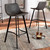 Tani Rustic Industrial Grey And Brown Faux Leather Upholstered Black Finished 2-Piece Metal Bar Stool Set T-18209-Greyish Brown/Black-BS