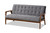 Asta Mid-Century Modern Grey Velvet Fabric Upholstered Walnut Finished Wood 3-Piece Living Room Set TOGO-Grey Velvet/Walnut-3PC SF Set