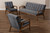 Asta Mid-Century Modern Grey Velvet Fabric Upholstered Walnut Finished Wood 3-Piece Living Room Set TOGO-Grey Velvet/Walnut-3PC SF Set