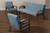 Asta Mid-Century Modern Light Blue Velvet Fabric Upholstered Walnut Finished Wood 3-Piece Living Room Set TOGO-Light Blue Velvet/Walnut-3PC SF Set
