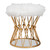 Leonie Glam And Luxe White Faux Fur Upholstered Gold Finished Metal Ottoman FJ5A-025-White/Gold-Otto
