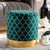Serra Glam And Luxe Teal Green Quatrefoil Velvet Fabric Upholstered Gold Finished Metal Storage Ottoman JY19A257-Teal/Gold-Otto