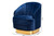 Fiore Glam And Luxe Royal Blue Velvet Fabric Upholstered Brushed Gold Finished Swivel Accent Chair TSF-6642-Royal Blue/Gold-CC