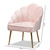 Cinzia Glam And Luxe Light Pink Velvet Fabric Upholstered Gold Finished Seashell Shaped Accent Chair TSF-6665-Light Pink/Gold-CC