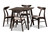 Britte Mid-Century Modern Beige Fabric Upholstered Dark Oak Brown Finished 5-Piece Wood Dining Set Fiesta-Latte/Coffee Oak-5PC Dining Set