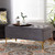 Valere Glam And Luxe Grey Velvet Fabric Upholstered Gold Finished Button Tufted Storage Ottoman WS-H68-GD-Grey Velvet/Gold-Otto