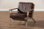Sigrid Mid-Century Modern Dark Brown Faux Leather Effect Fabric Upholstered Antique Oak Finished Wood Armchair Sigrid-Dark Brown/Antique Oak-CC