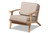 Sigrid Mid-Century Modern Light Grey Fabric Upholstered Antique Oak Finished 2-Piece Wood Armchair And Ottoman Set Sigrid-Light Grey/Antique Oak-2PC Set