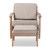 Sigrid Mid-Century Modern Light Grey Fabric Upholstered Antique Oak Finished 2-Piece Wood Armchair And Ottoman Set Sigrid-Light Grey/Antique Oak-2PC Set
