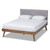 Devan Mid-Century Modern Light Grey Fabric Upholstered Walnut Brown Finished Wood Full Size Platform Bed SW8168-Light Grey/Walnut-M17-Full