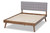 Devan Mid-Century Modern Light Grey Fabric Upholstered Walnut Brown Finished Wood Queen Size Platform Bed SW8168-Light Grey/Walnut-M17-Queen