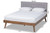 Devan Mid-Century Modern Light Grey Fabric Upholstered Walnut Brown Finished Wood Queen Size Platform Bed SW8168-Light Grey/Walnut-M17-Queen