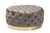 Sasha Glam And Luxe Grey Velvet Fabric Upholstered Gold Finished Round Cocktail Ottoman TSF-6689-Grey/Gold-Otto