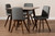 Pernille Modern Transitional Grey Fabric Upholstered Walnut Finished Wood 5-Piece Dining Set LW1902/LWM90908HL32-Grey/Walnut-5PC Dining Set