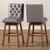 Gregory Modern Transitional Grey Fabric Upholstered And Walnut Brown Finished Wood 2-Piece Swivel Bar Stool Set Set BBT5372-Grey/Walnut-BS