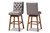 Gregory Modern Transitional Grey Fabric Upholstered And Walnut Brown Finished Wood 2-Piece Swivel Bar Stool Set Set BBT5372-Grey/Walnut-BS