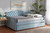 Freda Transitional And Contemporary Light Blue Velvet Fabric Upholstered And Button Tufted Queen Size Daybed With Trundle Freda-Light Blue Velvet-Daybed-Q/T
