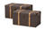 Stephen Modern And Contemporary Transitional Dark Brown Fabric Upholstered And Oak Brown Finished 2-Piece Storage Trunk Set R87R537-2PC Trunk Set