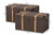 Stephen Modern And Contemporary Transitional Dark Brown Fabric Upholstered And Oak Brown Finished 2-Piece Storage Trunk Set R87R537-2PC Trunk Set