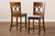 Violet Modern And Contemporary Grey Fabric Upholstered And Walnut Brown Finished Wood 2-Piece Counter Height Pub Chair Set RH323P-Grey/Walnut-PC