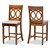 Violet Modern And Contemporary Grey Fabric Upholstered And Walnut Brown Finished Wood 2-Piece Counter Height Pub Chair Set RH323P-Grey/Walnut-PC