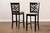 Jason Modern And Contemporary Sand Fabric Upholstered And Espresso Brown Finished Wood 2-Piece Bar Stool Set RH317B-Sand/Dark Brown-BS