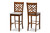 Jason Modern And Contemporary Grey Fabric Upholstered And Walnut Brown Finished Wood 2-Piece Bar Stool Set RH317B-Grey/Walnut-BS